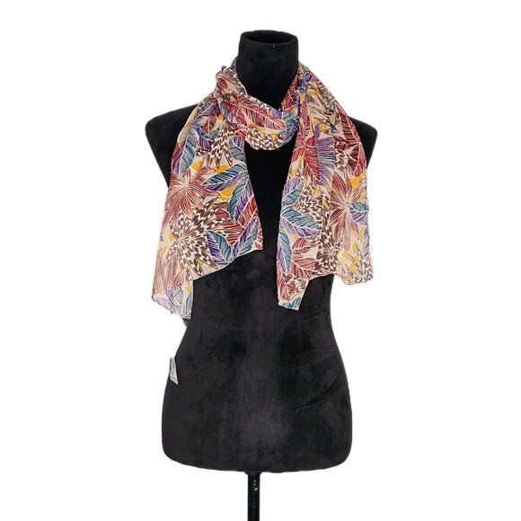 Chico's Accessories - NWT Chicos Vintage 90s Multicolor Tropical Rectangle Silk Scarf 57x14 in Resort